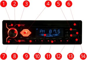 Radio samochodowe Canva EP AUDIO RADIO SAMOCHODOWE 1 DIN Z USB MICRO SD BT DO AUTA CZERWONY STEREO 14