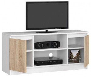 Fabryka Mebli Akord Szafka rtv, półki, Nova, 120x40x55 cm, biel, dąb sonoma, mat | TYLETEGOTU 2
