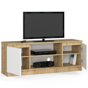 Fabryka Mebli Akord Szafka rtv, stolik, 140x40x55 cm, dąb artisan, biel, mat | TYLETEGOTU 2