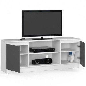 Fabryka Mebli Akord Szafka rtv, stolik, Nova, 140x40x55 cm, biel, grafit szary, mat | TYLETEGOTU 3