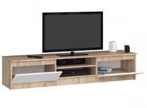 Fabryka Mebli Akord Szafka rtv, NOVA 160x40x33 cm, dąb sonoma, biel, mat | TYLETEGOTU 2