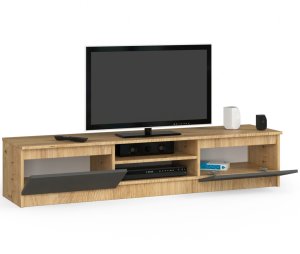 Fabryka Mebli Akord Szafka rtv, NOVA 160x40x33 cm, dąb artisan, grafit szary, mat | TYLETEGOTU 2