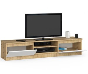 Fabryka Mebli Akord Szafka rtv, NOVA 160x40x33 cm, dąb artisan, biel, mat | TYLETEGOTU 2