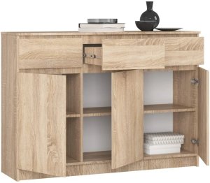 Fabryka Mebli Akord Komoda, 3 szuflady, 3 drzwi, ATLAS, 140x40x99 cm, dąb sonoma, mat | TYLETEGOTU 2