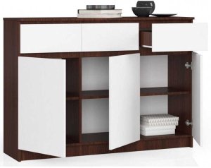 Fabryka Mebli Akord Komoda, 3 szuflady, 3 drzwi, ATLAS, 140x40x99 cm, wenge, biel, mat | TYLETEGOTU 2