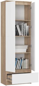 Fabryka Mebli Akord Regał biurowy szafa zamykany Grand 60x35x180 cm dąb sonoma biały mat 2