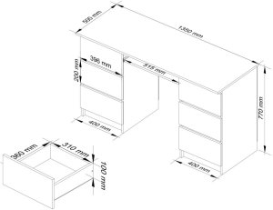 Biurko Fabryka Mebli Akord Core Białe 135 cm x 50 cm 5