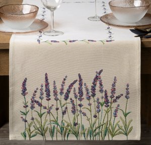 Witek Home Bieżnik gobelinowy na stół 40x100 naturalny zielony lawenda 2