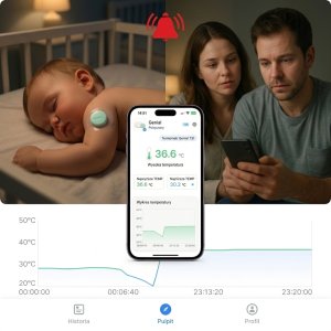 Termometr ITIMPORT dla dziecka Genial Pomiar ciągły App Alarm gorączki Raporty 2