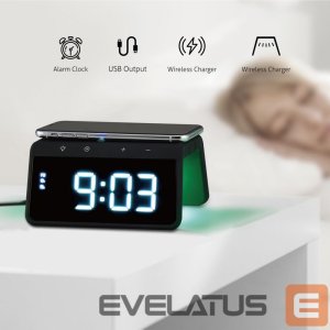 Ładowarka Evelatus Bezprzewodowa ładowarka Wireless Charging Clock WCC01BK Black WCC01BK 3