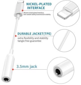 Adapter AV iLike AX5 Adapter Durable TPE Audio Cable from Lightning male to 3.5mm plug white DAC version ILK-AX5 3