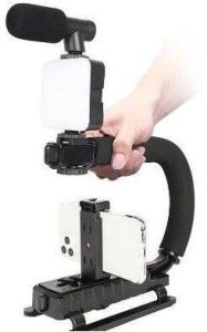 E-LIGHT 4U Stabilizator ręczny Do telefonu i sportu / do kamery DSLR z 1/4 mocowaniem z oświetleniem LED / mikrofonem 2