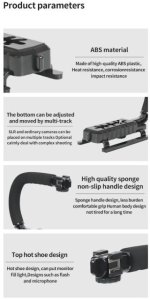 E-LIGHT 4U Stabilizator ręczny Do telefonu i sportu / do kamery DSLR z 1/4 mocowaniem z oświetleniem LED / mikrofonem 3