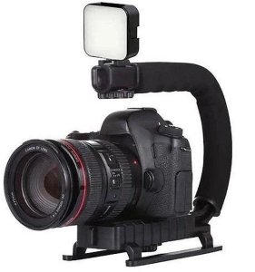 E-LIGHT 4U Stabilizator ręczny Do telefonu i sportu / do kamery DSLR z 1/4 mocowaniem z oświetleniem LED / mikrofonem 5