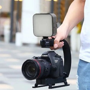 E-LIGHT 4U Stabilizator ręczny Do telefonu i sportu / do kamery DSLR z 1/4 mocowaniem z oświetleniem LED / mikrofonem 6