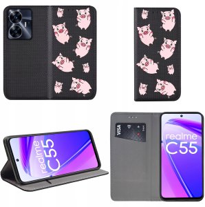 krainaGSM Do Realme C55 Magnet Wzory Case + Szkło 9H 2