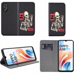 krainaGSM Etui Do Oppo A38 Magnet Wzory Case + Szkło 9H 2