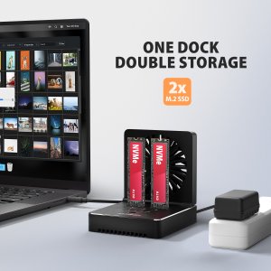 Stacja dokująca Axagon AXAGON stacja dokująca USB-C 20Gb/s dla 2× dysków M.2 NVMe/SATA SSD z funkcją klonowania 2