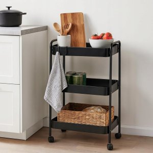 Storage Solutions Regał kuchenny na kółkach 72 cm czarny 2