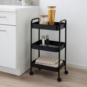 Storage Solutions Regał kuchenny na kółkach 72 cm czarny 3