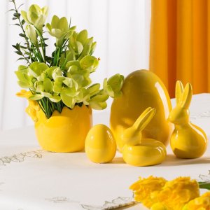 Dekoracja świąteczna Eurofirany Figurka wielkanocna jajko 6x6x7 cm żółte komplet 2 szt 3