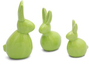 Dekoracja świąteczna Eurofirany Figurka wielkanocna zajączek 10x7x16 cm zielona komplet 2 szt 2