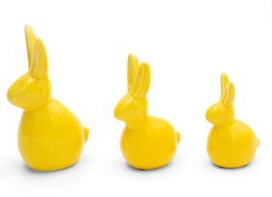 Dekoracja świąteczna Eurofirany Figurka wielkanocna zajączek 10x7x18 cm żółta komplet 2 szt 2