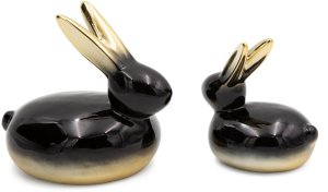 Dekoracja świąteczna Eurofirany Figurka wielkanocna zajączek 10x7x10 cm czarno-złota komplet 2 szt 2