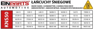 Einparts Automotive EINPARTS ŁAŃCUCHY ŚNIEGOWE KNS50 DO OPISTEM ZIMĄ ABS ESP UNIWERSALNE Opobne 8