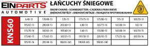 Einparts Automotive EINPARTS ŁAŃCUCHY ŚNIEGOWE KNS60 DO UNIWERSALNYCH OPON ABS ESP ZIMOWA JAZDA 8