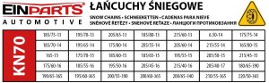 Einparts Automotive EINPARTS Łańcuchy śniegowe 12 MM DO OPNY UNIWERSALNE Z napinaniem dwa etapy 8