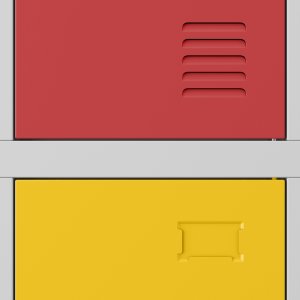 Jan Nowak IGOREK cabinet MULTICOLOR 4: back GREY RAL 7035 + RAL1021 / RAL3028 / RAL5018 / RAL1007 H1500*W900*D450 2