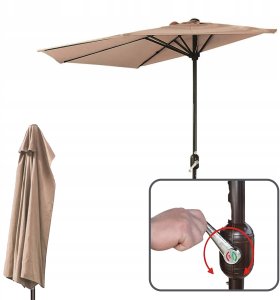 Goodhome Parasol ogrodowy ścienny duży solidny składany 2,7 M z korbką beżowy 2
