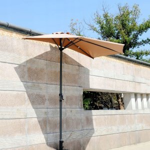 Goodhome Parasol ogrodowy ścienny duży solidny składany 2,7 M z korbką beżowy 4