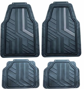 Einparts Automotive EINPARTS DYWANIKI GUMOWE DO AUTA 4 SZTUKI PVC Z SREBRNYM PASKIEM DO AUTA 7