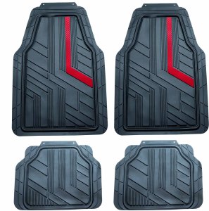 Einparts Automotive EINPARTS DYWANIKI GUMOWE DO AUTA 4 SZTUKI PVC Z CZERWONYM PASKIEM ZESTAW 7