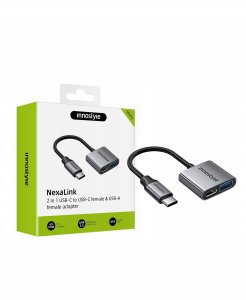 Adapter USB Innostyle USB-C - USB-A + USB-C Szary 7