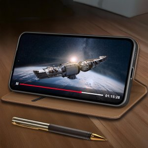 krainaGSM Etui Do Samsung A56 5G Skórzane Zamykane Magnetyczne + Szkło 5