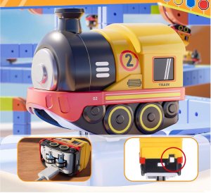 click4TOYS Tor magnetyczny dla dzieci Klocki kolejka Lokomotywa na akumulator Znaki 5