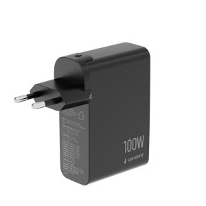 Ładowarka Gembird Szybka ładowarka GaN 4x USB 3xUSB-C + 1x USB-A 100W LCD czarna (TA-UC-1A3C-PD100-01-BK) 3