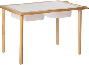 Beliani Stół z krzesłem dla dzieci KEMPSEY Jasnobrązowy Montessori ze schowkiem 4