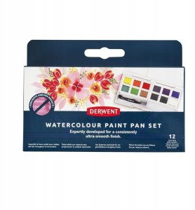 Derwent Watercolour Paint Pans 12 sztuk w tym waterbrush 5