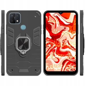 Hello Case Etui pancerne do OPPO A15 czarne obudowa Armor Holder Ring Case szkło 9H (BNDL1405) 2