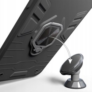 Hello Case Etui pancerne do OPPO A15 czarne obudowa Armor Holder Ring Case szkło 9H (BNDL1405) 6