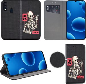 krainaGSM Etui Do Samsung A40 Magnet Wzory Case Portfel + Szkło 9H 2