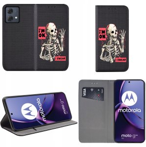 krainaGSM Etui Do Motorola Moto G84 5G Magnet Wzory Case Portfel + Szkło 9H 2