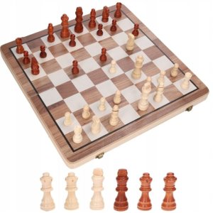 Gazelo Gra Logiczna Szachy Drewniane Warcaby 2w1 Planszowa Rodzinna dla Dzieci 3+ 2