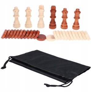 Gazelo Gra Logiczna Szachy Drewniane Warcaby 2w1 Planszowa Rodzinna dla Dzieci 3+ 4