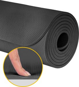 Rebel Active Mata gimnastyczna do ćwiczeń joga, pilates, fitness, 183x61cm, grubość 1cm, materiał TPE, czarna, REBEL ACTIVE 4