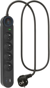 Listwa zasilająca Art Listwa przeciwprzepięciowa 1.5m SPD3 4 gniazda 16A USB-A USB-C 3,4A czarna 4